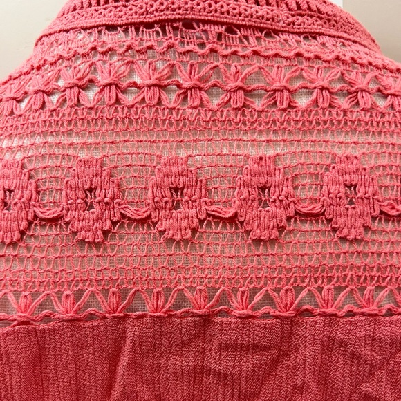 💥2/$15 NWT JohnPaulRichard stitch fix coral tie front lace insert top small - Picture 6 of 13